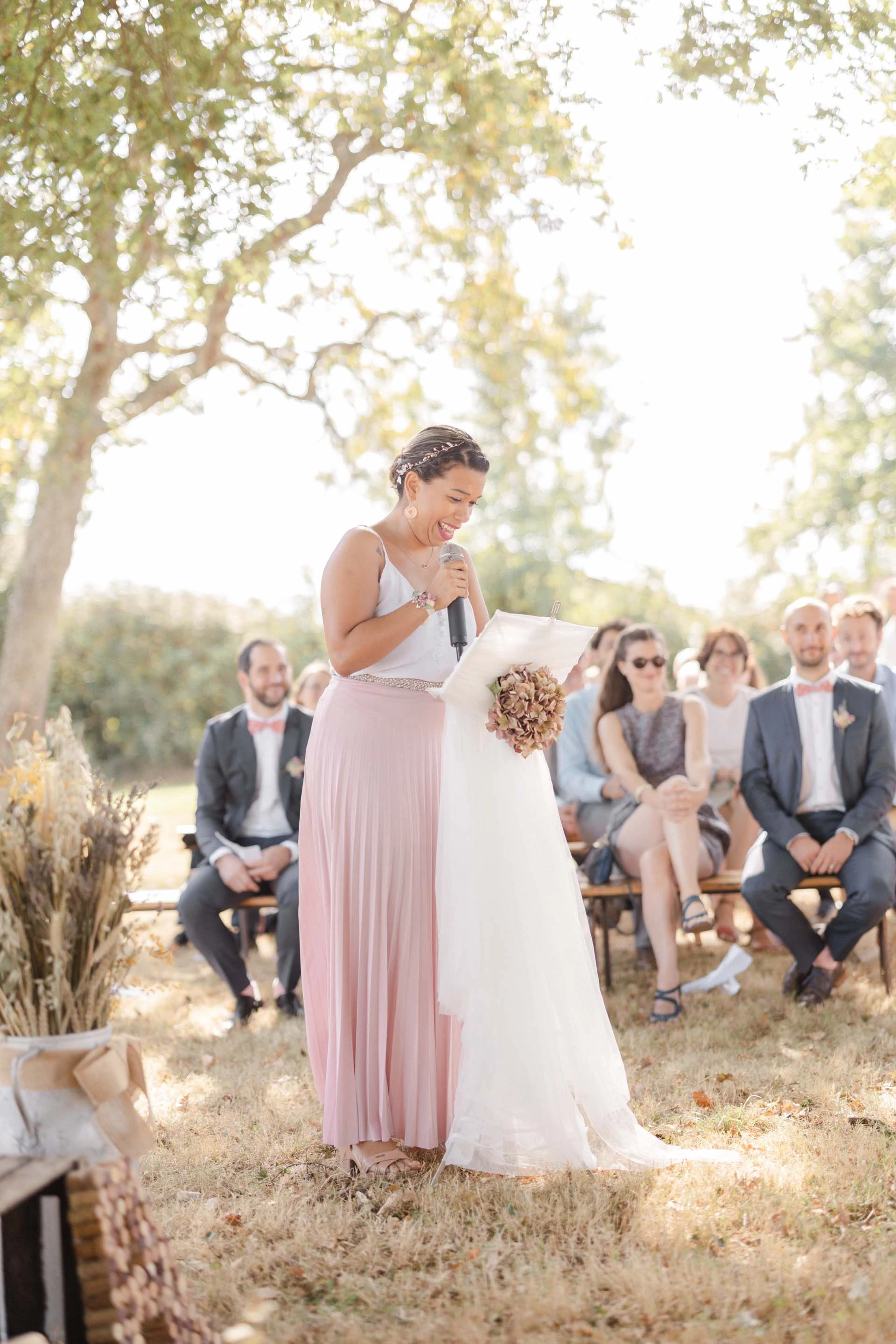 robe événement rose beige gris